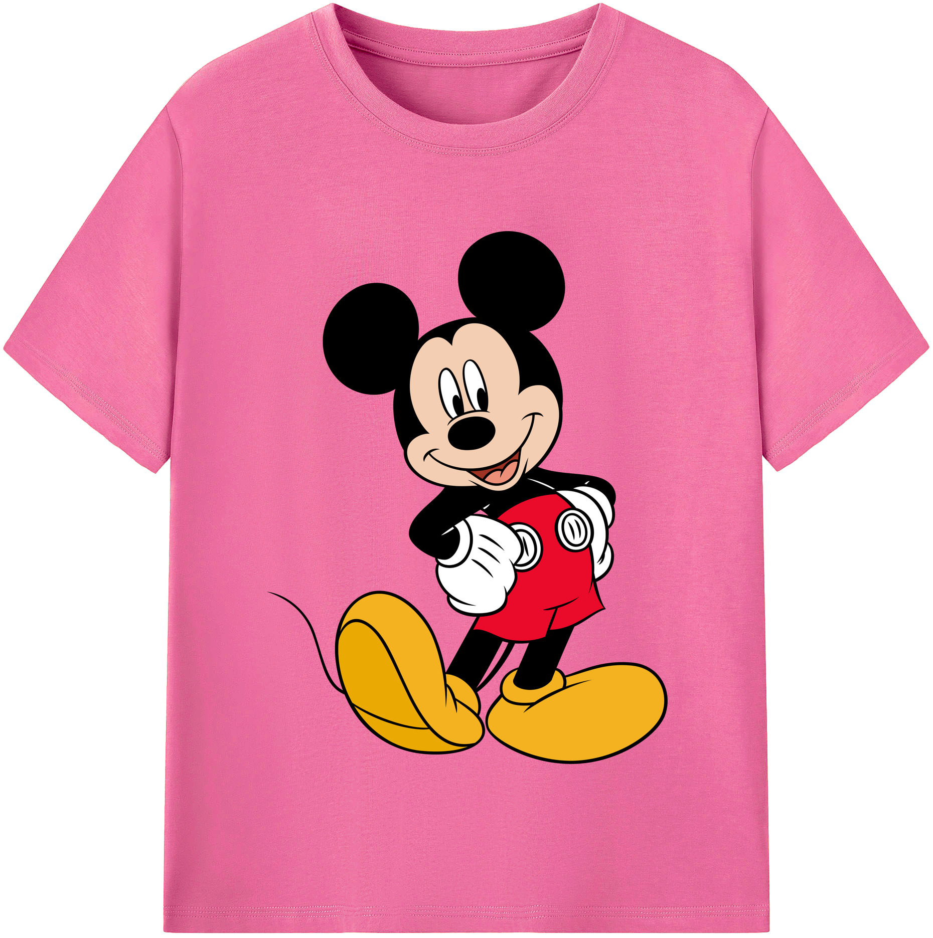（画像用） ミッキーマウス Mickey Mouse レディースカジュアルプリントTシャツ（綿100％）